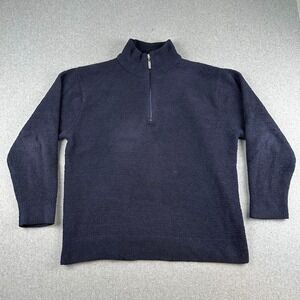 Kashwere Quarter Zip Pullover Mens XL Navy Blue Microfiber Fleece Soft Solid